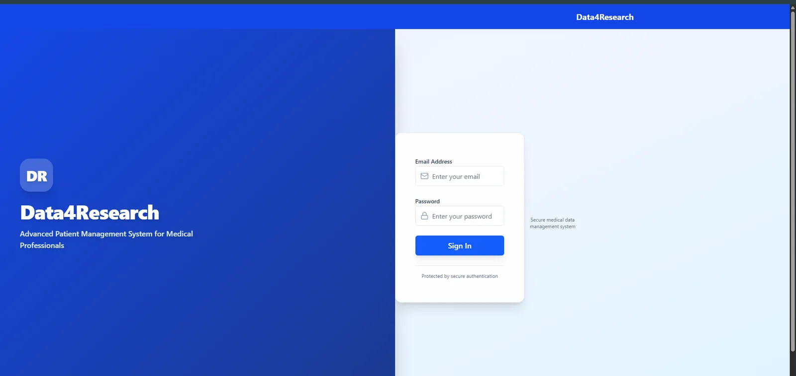 Data4Research - Advanced Medical Research Platform screenshot